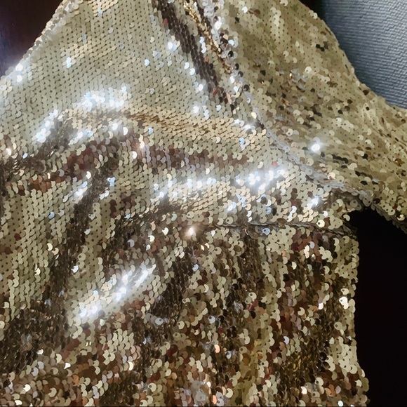 MISSGUIDED Gold Sequined Asymmetrical Mini Dress - Picture 8 of 8